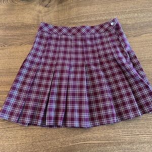 Divided Plaid Skirt - Burgundy and White 8